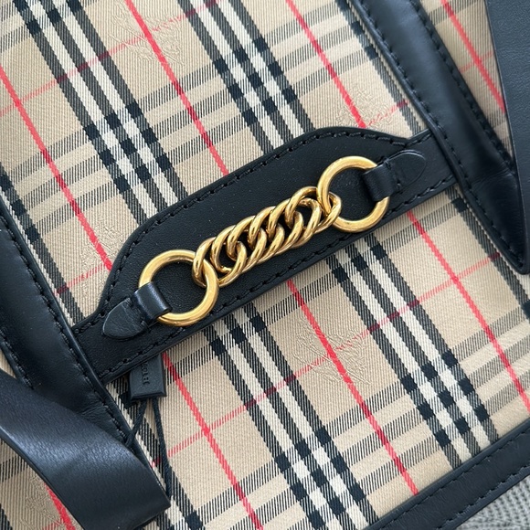 Authentic Burberry Haymarket Check Canvas and Leather Trim 1983 link tote - Picture 5 of 6